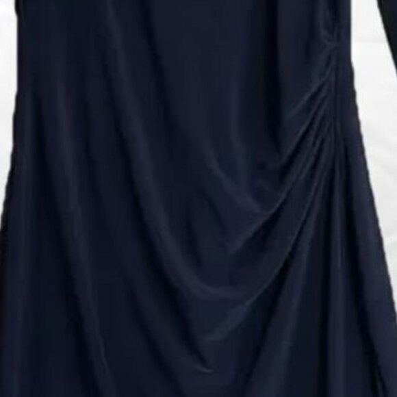 Women's Size 4 Dress Lauren By Ralph Lauren Navy Blue Cut-Out Shoulder Jersey G - Picture 5 of 8
